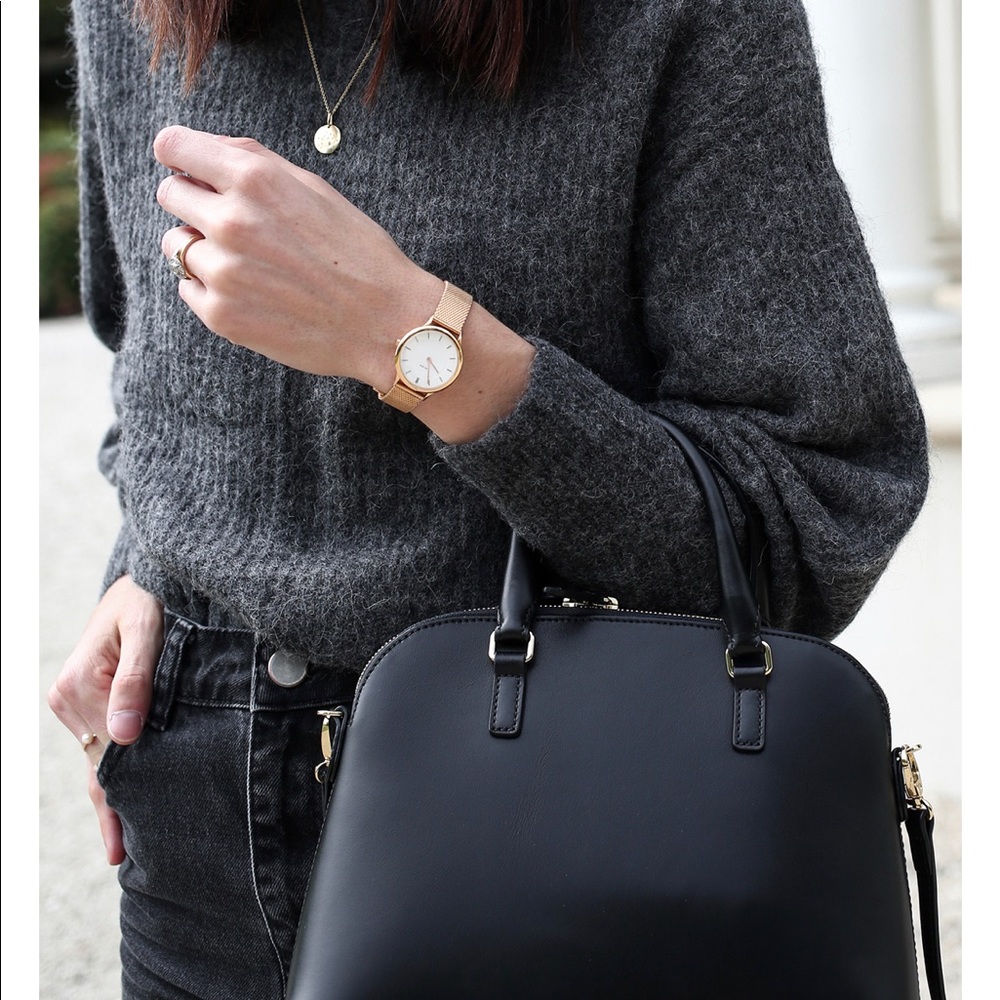 Everlane Heather Black Alpaca Crew Size M